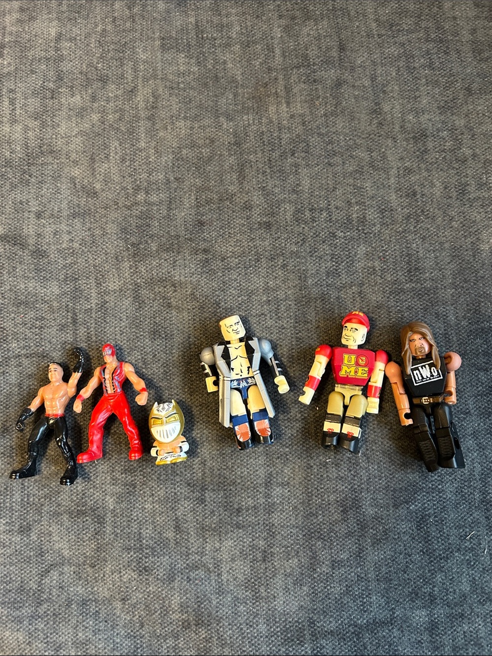 Lego Mini Action Figures in Red, Black, Yellow, Tan, Blue